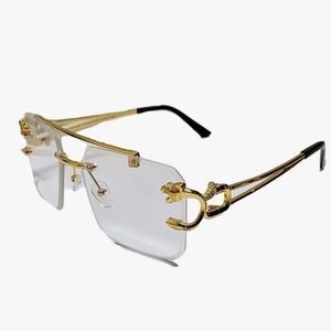 Gold Rimless Sunglasses Non Prescription Glasses for Women Full Frame Glasses